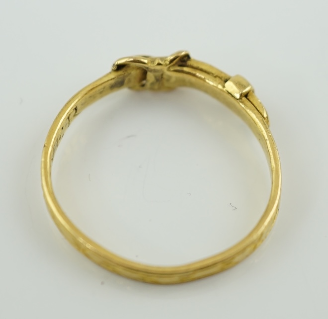A 17th century? French gold posy ring